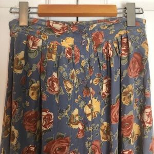 Floral Button-Front Midi Skirt